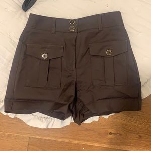 Brown military style high waisted shorts